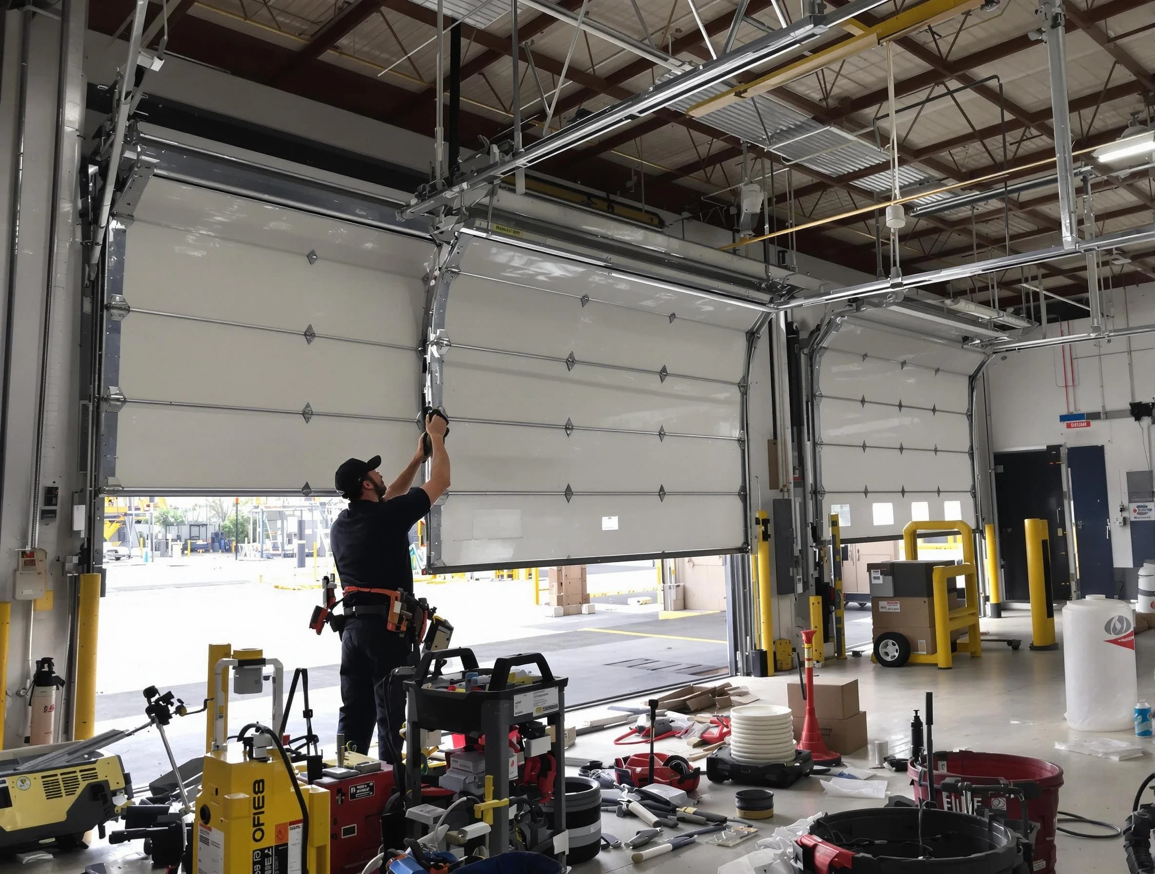 Troy Garage Door Repair technician performing commercial garage door repair in Troy