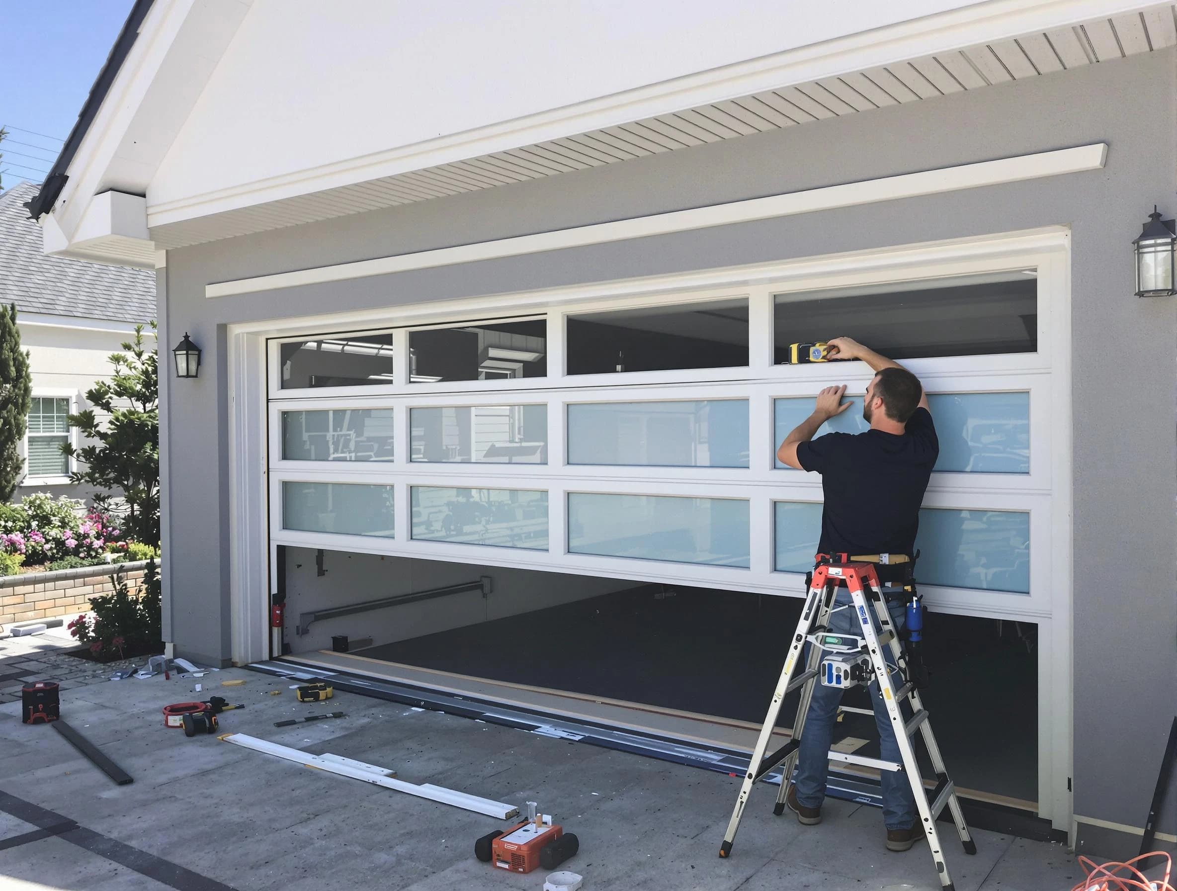 Troy Garage Door Repair team performing garage door replacement in Troy