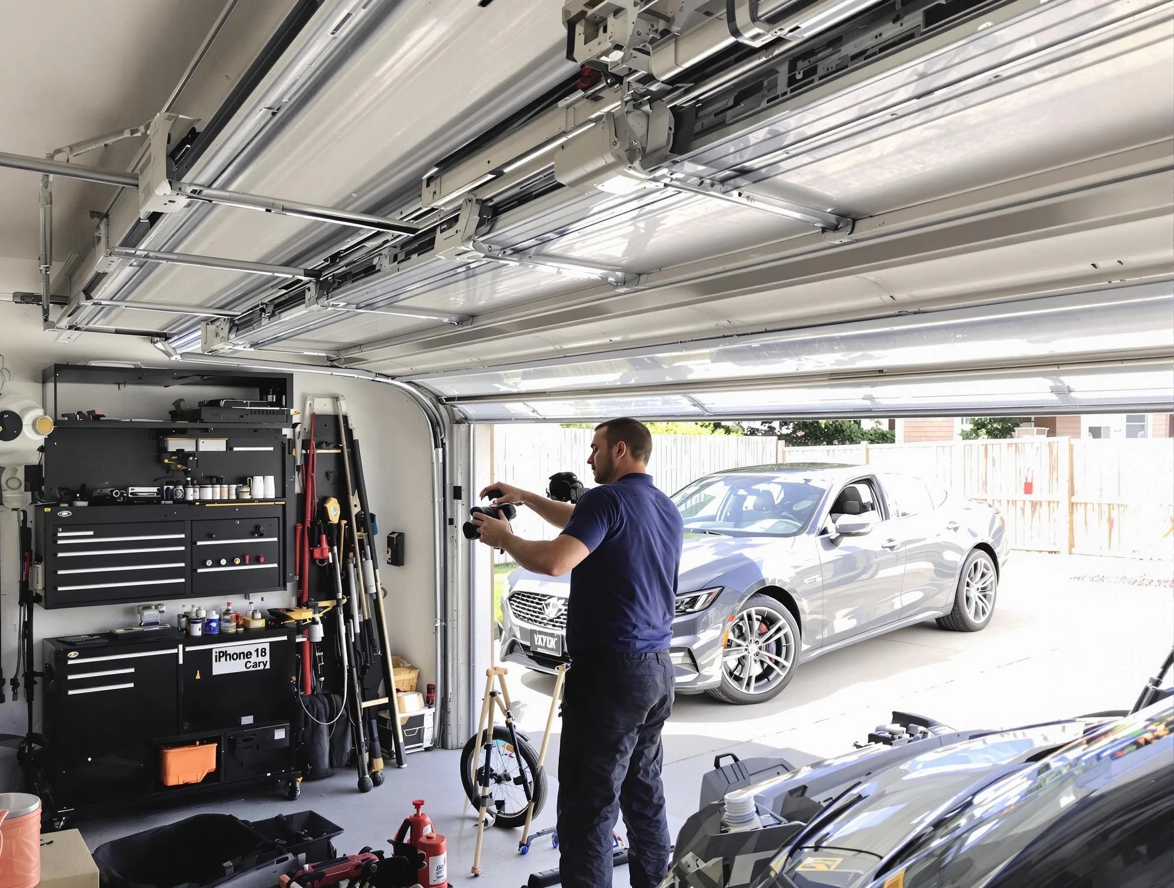 Troy Garage Door Repair technician fixing noisy garage door in Troy