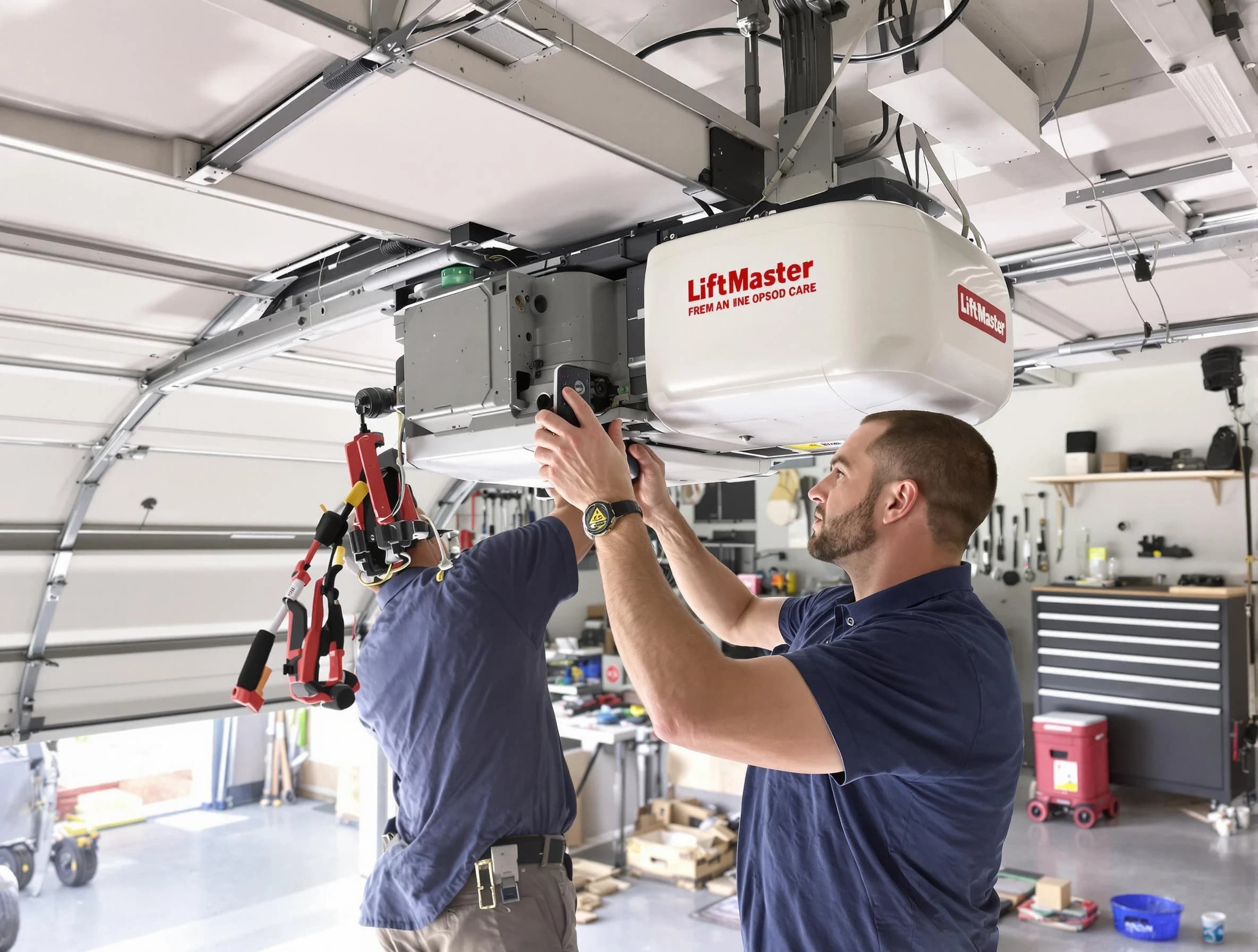Troy Garage Door Repair technician performing advanced diagnostics on garage opener in Troy
