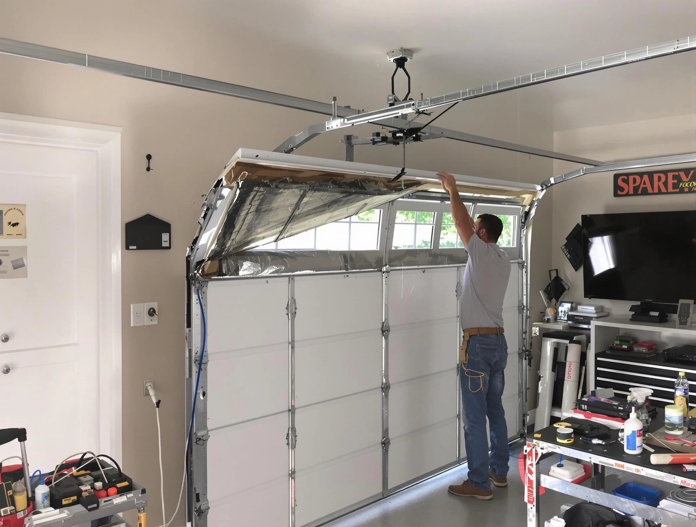 Garage door section replacement by Troy Garage Door Repair in Troy
