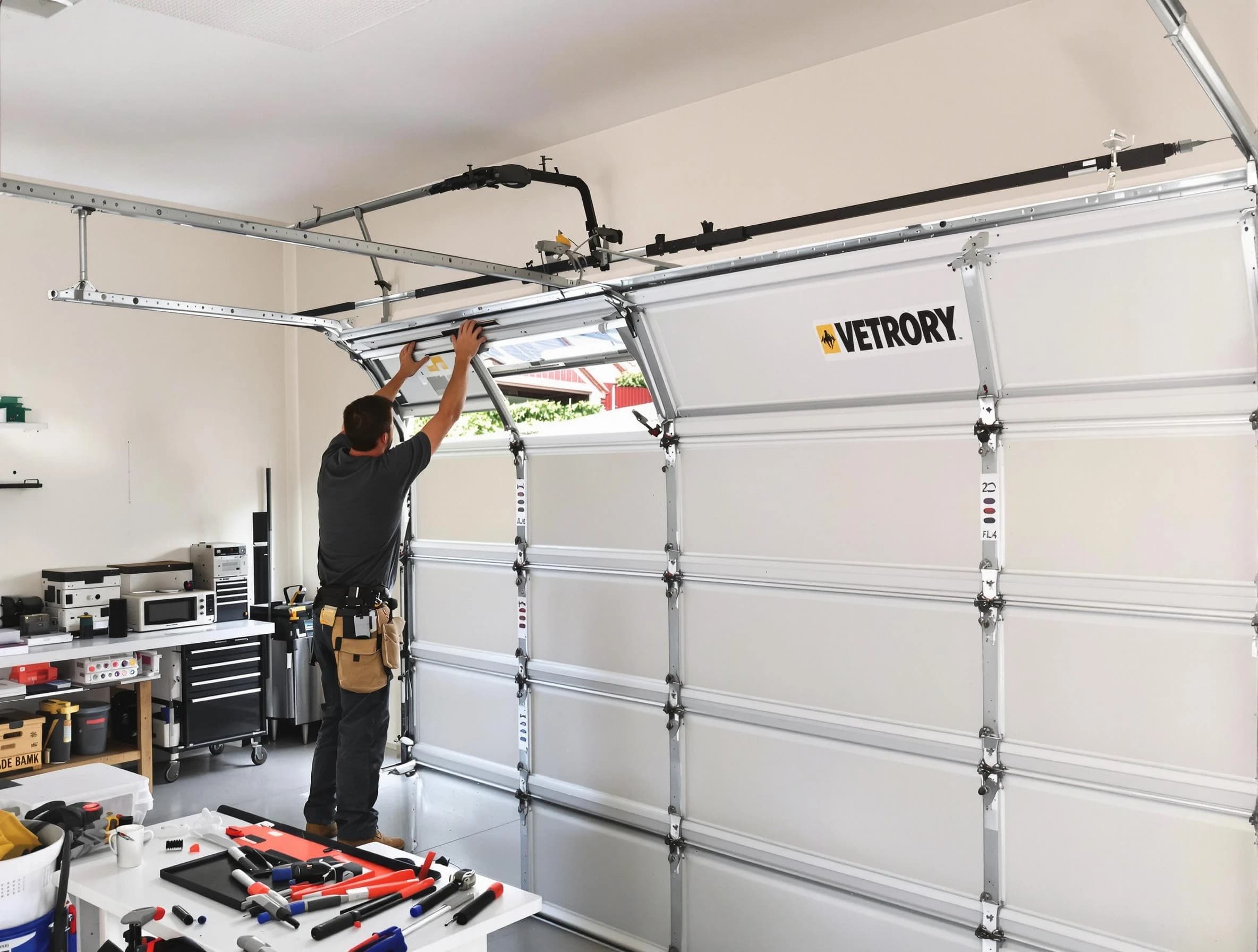Troy Garage Door Repair technician performing section replacement in Troy
