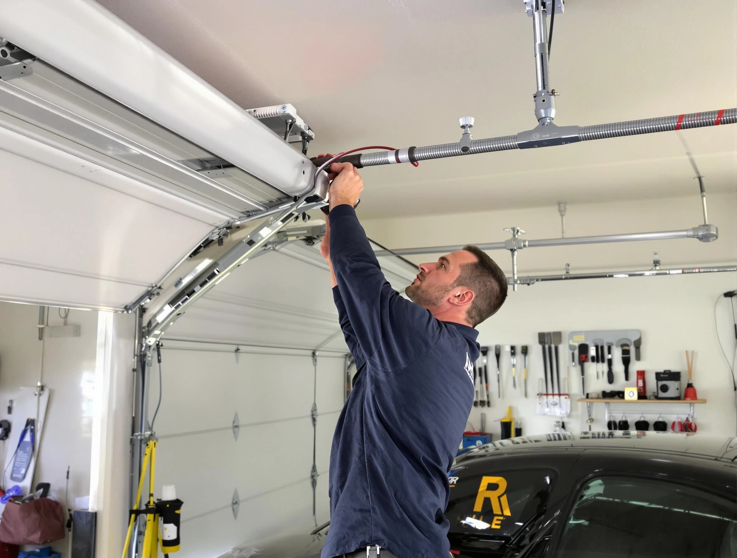 Troy Garage Door Repair technician performing garage door cable repair in Troy